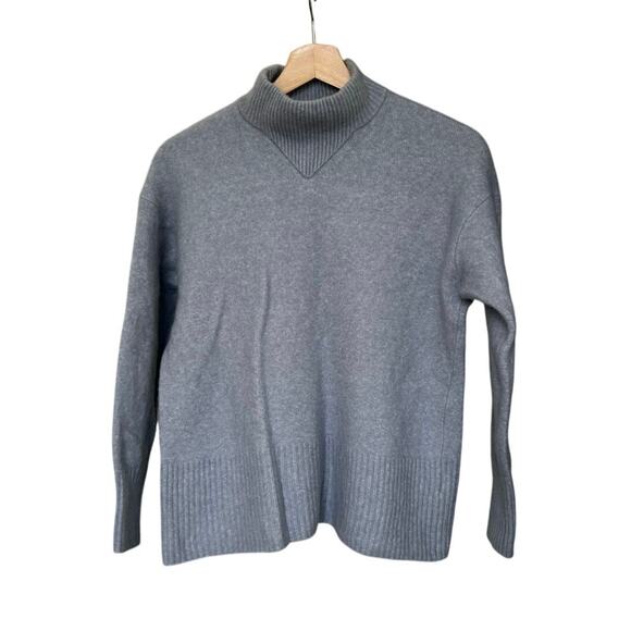 Everlane Mock Neck Wool Yak Blend Sky Blue Sweater Women's sz Small Preppy Cozy - Picture 12 of 12